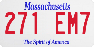 MA license plate 271EM7