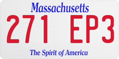 MA license plate 271EP3