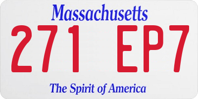 MA license plate 271EP7