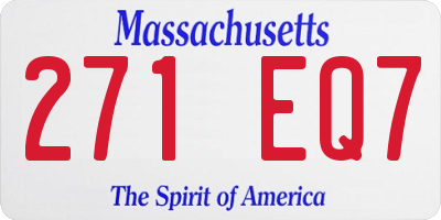 MA license plate 271EQ7