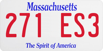 MA license plate 271ES3