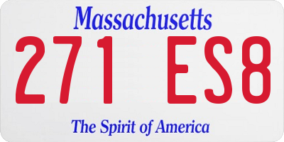 MA license plate 271ES8