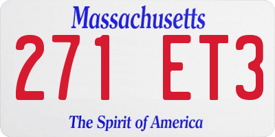 MA license plate 271ET3