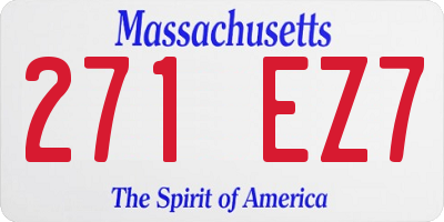 MA license plate 271EZ7