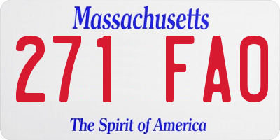 MA license plate 271FA0