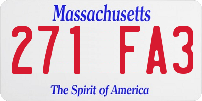 MA license plate 271FA3
