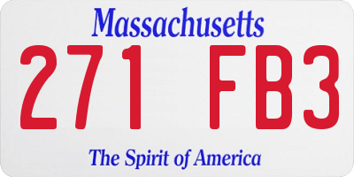 MA license plate 271FB3
