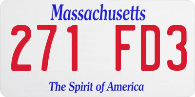 MA license plate 271FD3