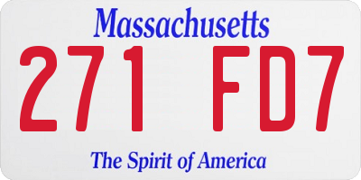 MA license plate 271FD7