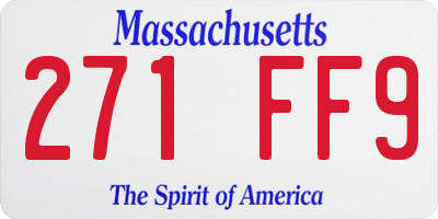 MA license plate 271FF9