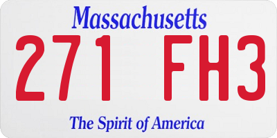 MA license plate 271FH3