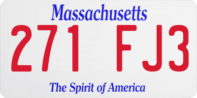 MA license plate 271FJ3