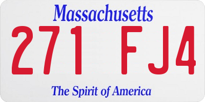 MA license plate 271FJ4