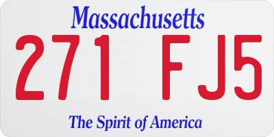 MA license plate 271FJ5