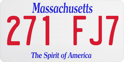 MA license plate 271FJ7