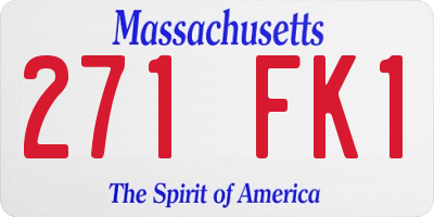 MA license plate 271FK1