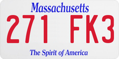 MA license plate 271FK3