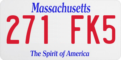 MA license plate 271FK5