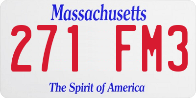 MA license plate 271FM3