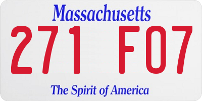 MA license plate 271FO7
