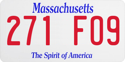 MA license plate 271FO9