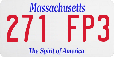 MA license plate 271FP3