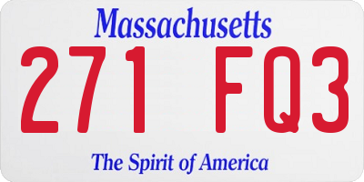 MA license plate 271FQ3
