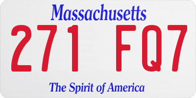 MA license plate 271FQ7