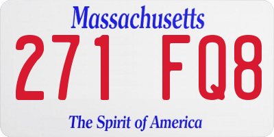 MA license plate 271FQ8
