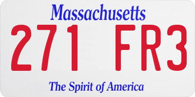 MA license plate 271FR3