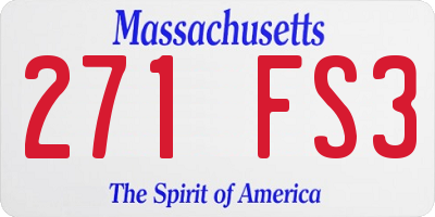 MA license plate 271FS3