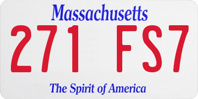 MA license plate 271FS7