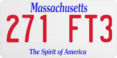 MA license plate 271FT3