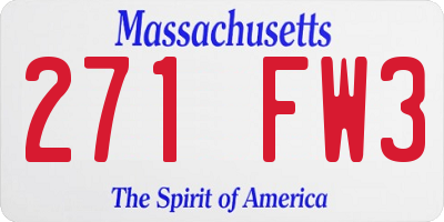 MA license plate 271FW3