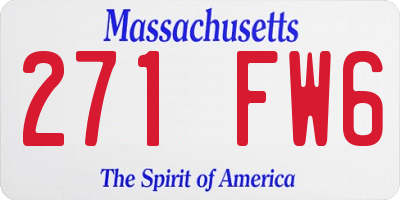 MA license plate 271FW6