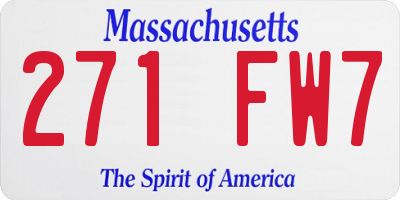 MA license plate 271FW7