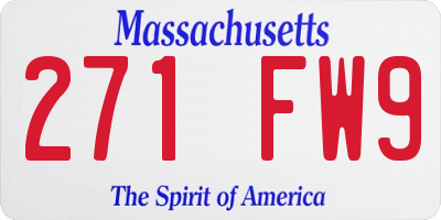 MA license plate 271FW9