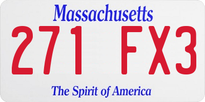MA license plate 271FX3