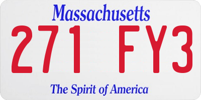 MA license plate 271FY3