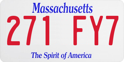 MA license plate 271FY7