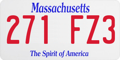 MA license plate 271FZ3