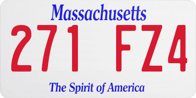 MA license plate 271FZ4