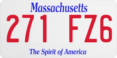 MA license plate 271FZ6