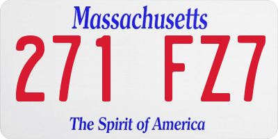 MA license plate 271FZ7