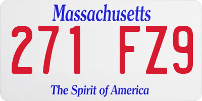 MA license plate 271FZ9