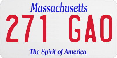 MA license plate 271GA0