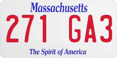 MA license plate 271GA3