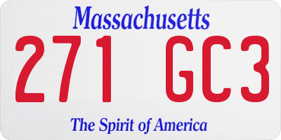 MA license plate 271GC3