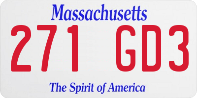 MA license plate 271GD3