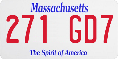 MA license plate 271GD7